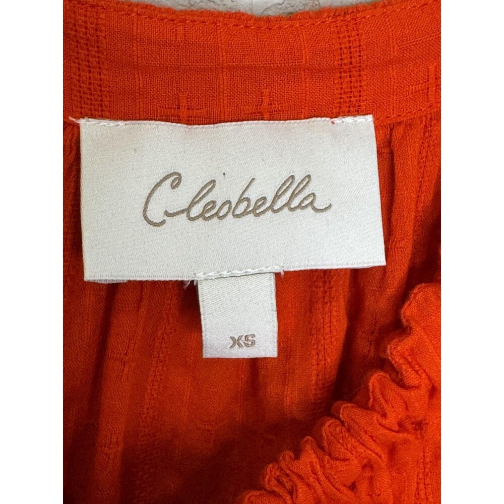 Cleobella Emmeline Dress Size XS Red Organic Cotton Puff Sleeve Button Mini Boho - Picture 5 of 8